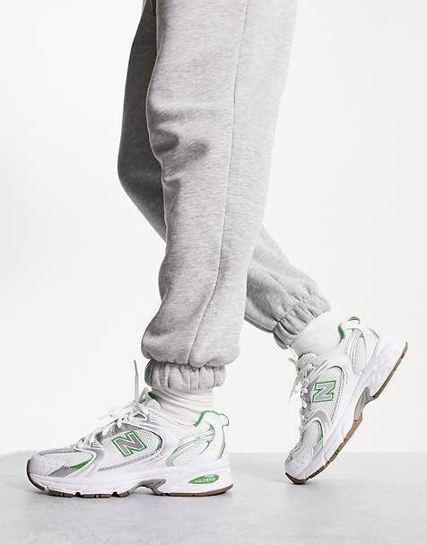 New Balance 530 trainers in white &amp; green - exclusive to ASOS