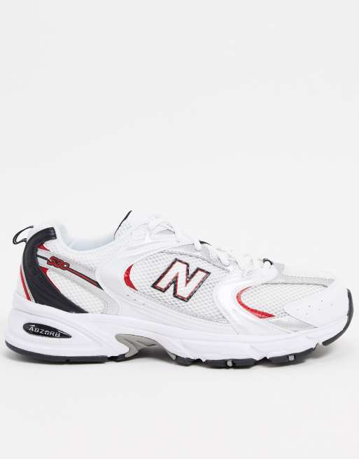 New Balance - 530 - Vita sneakers med rött och silver