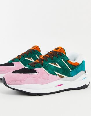 New Balance 54/70 suede trainers in green multi colourblock | ASOS