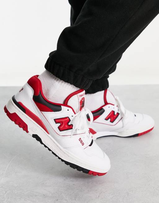 New Balance - 550 - Baskets à détails rouges - Blanc