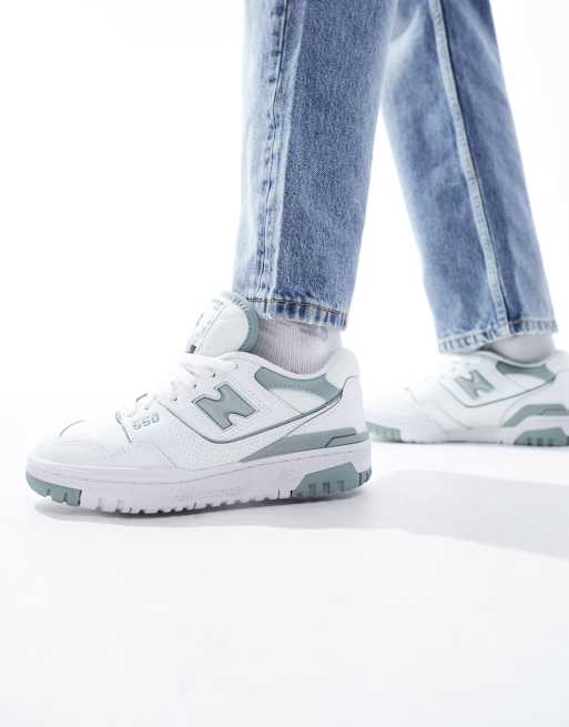 New Balance 550 Baskets Blanc et vert sauge