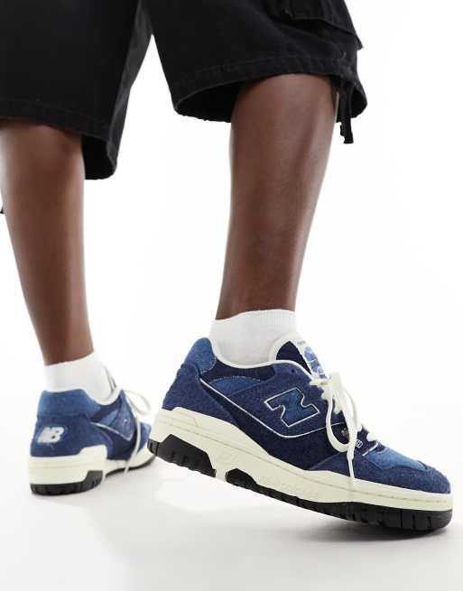 New Balance 550 rubber sole sneakers in denim blue with white detail, 4 of 5
