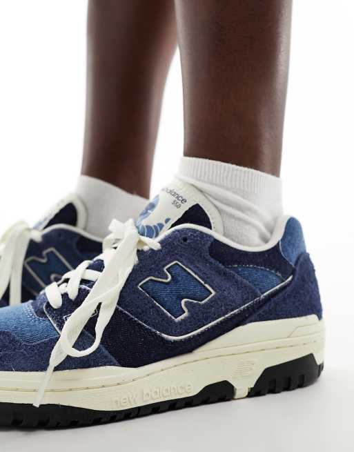 New Balance 550 rubber sole sneakers in denim blue with white detail