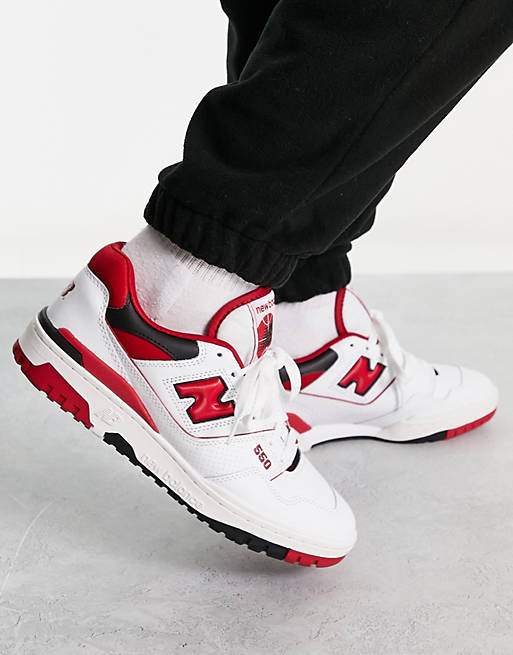 New Balance - 550 - Sneakers bianche con dettagli rossi