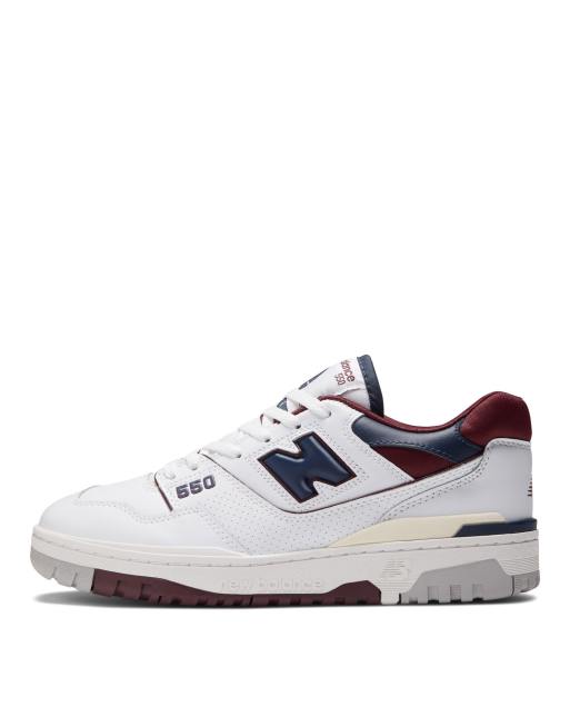 New Balance 550 Sneakers I Hvid Og Bordeaux Asos