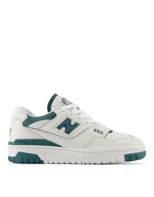 550 sneakers in cream with teal details-White