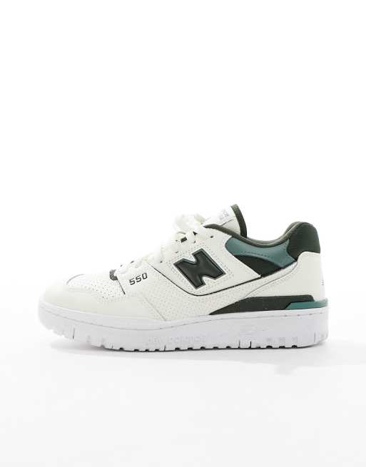 New Balance 550 sneakers in off white and green