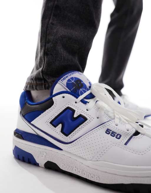 New Balance 550 sneakers in white and blue, 3 of 5