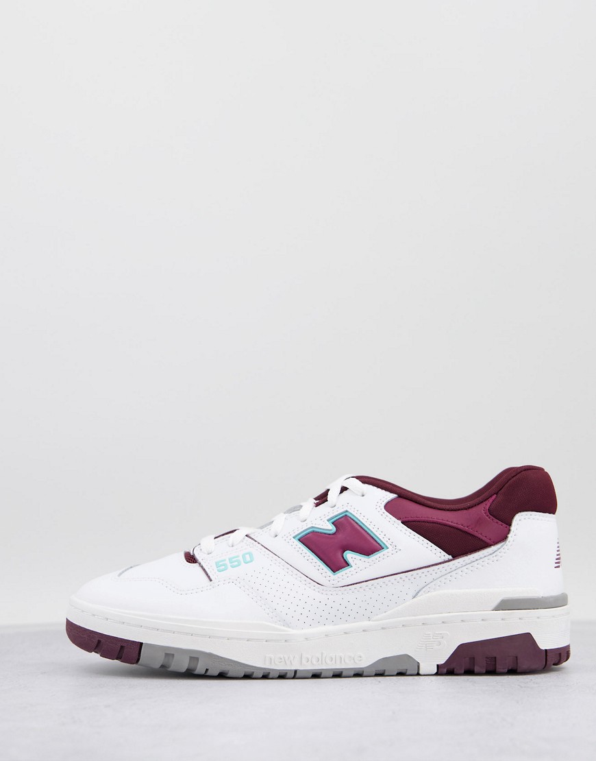 New Balance 550 sneakers in white and burgundy