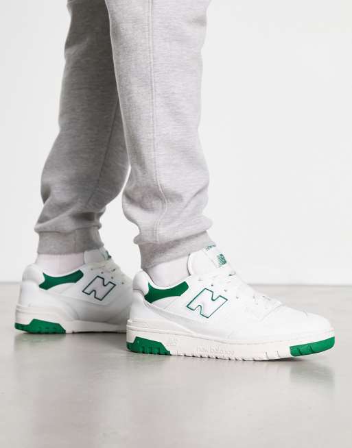 New balance white and on sale green