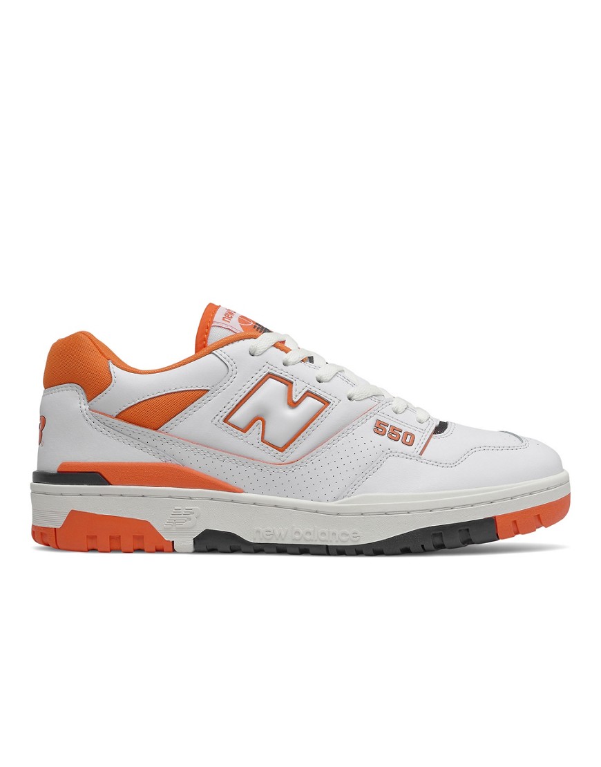 New Balance 550 sneakers in white and orange