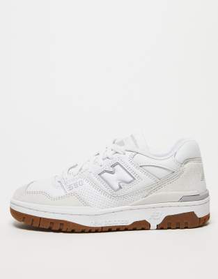 New Balance 550 sneakers in white with gum sole