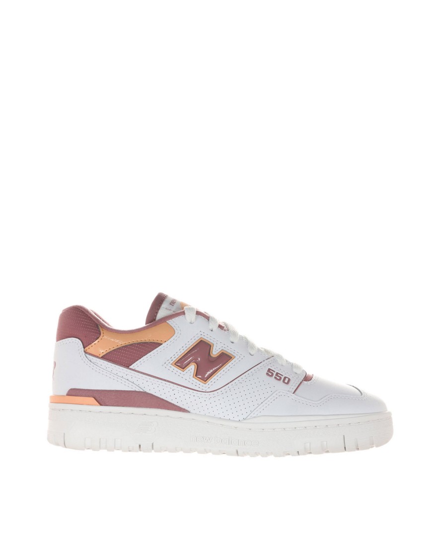 550 sneakers in white with pink and orange details