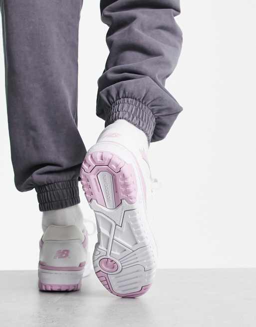 New Balance 550 sneakers in white with pink detail