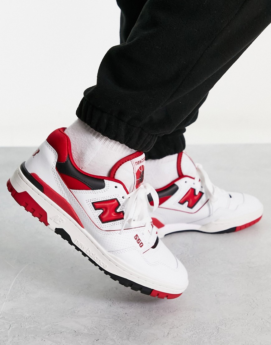 New Balance 550 sneakers in white with red detail - WHITE