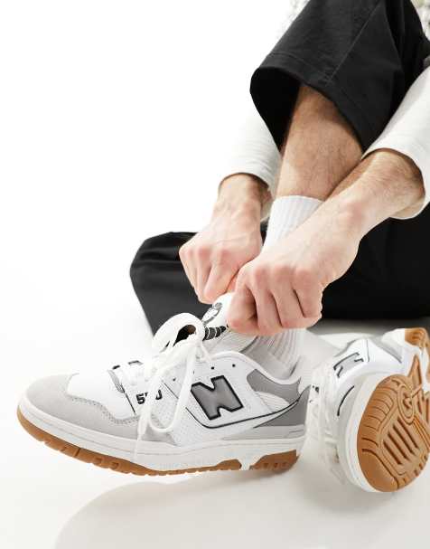 New Balance 550 sneakers with suede toe in white and grey - view 1