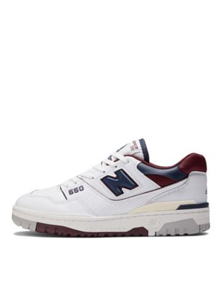 New Balance 550 trainers in white and burgundy