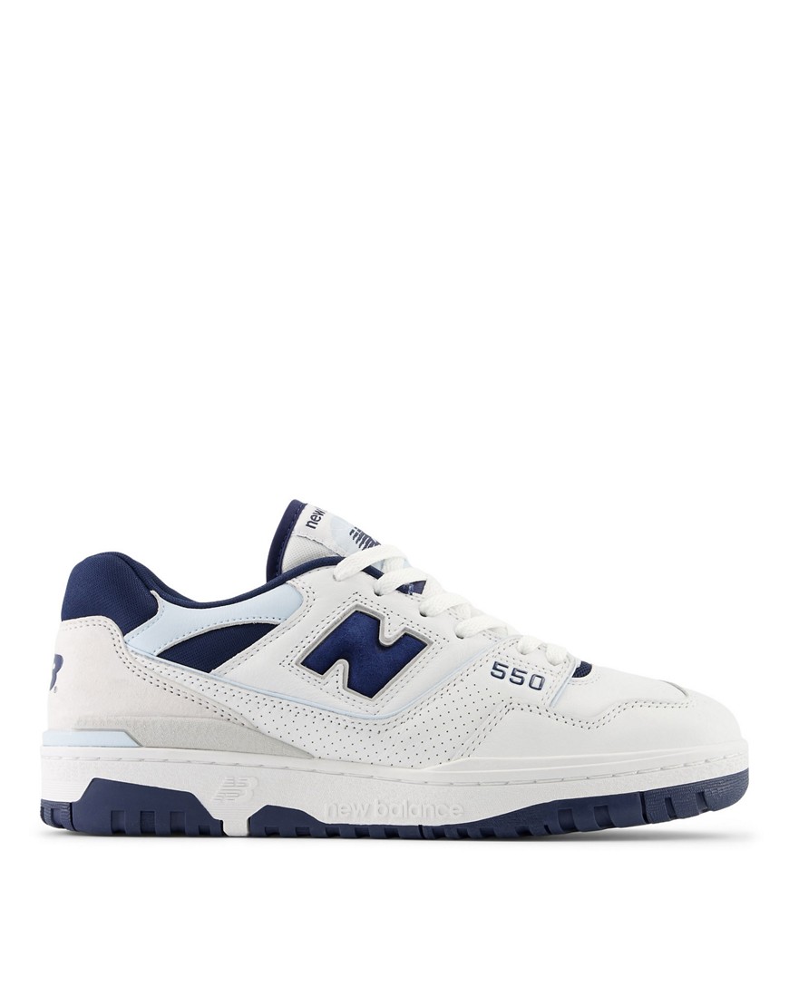 New Balance 550 trainers in white and dark blue