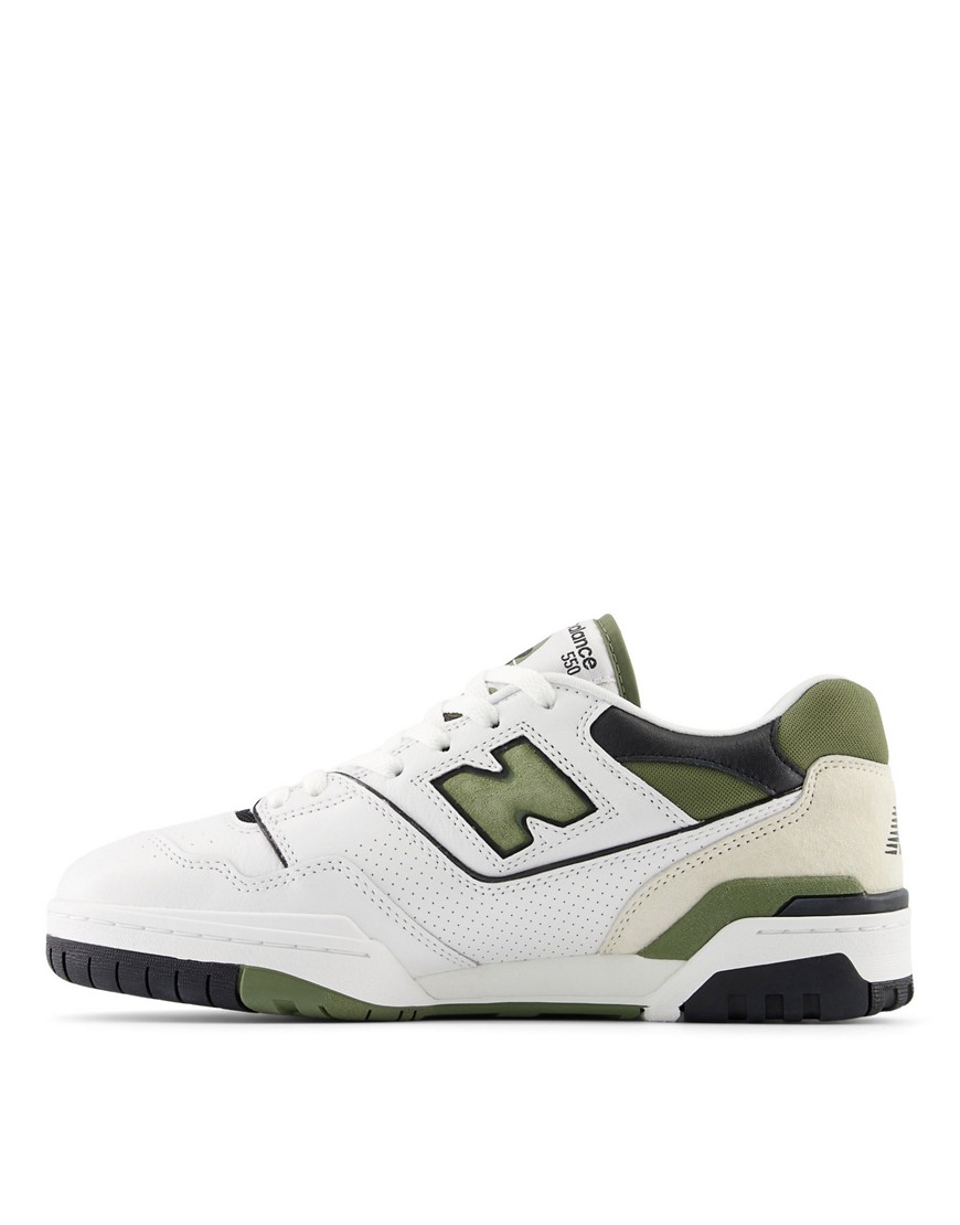 New Balance 550 trainers in white and khaki