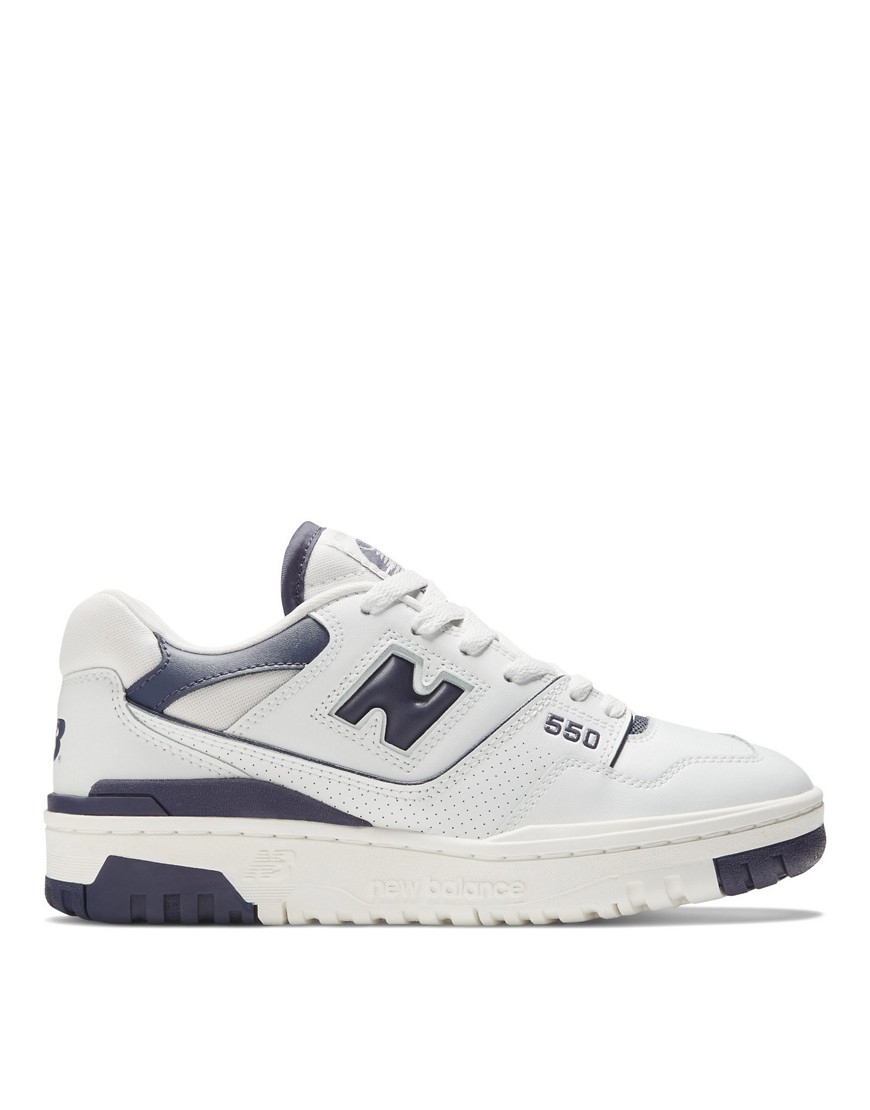 New Balance 550 trainers in white and navy