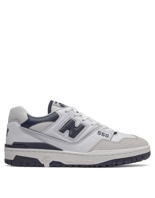 New Balance 550 trainers in white and navy