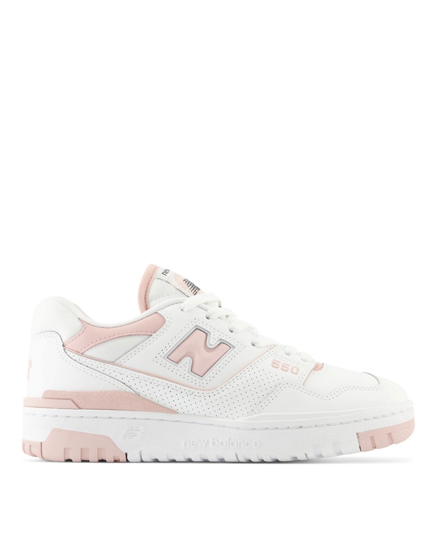 New Balance 550 trainers in white and pink