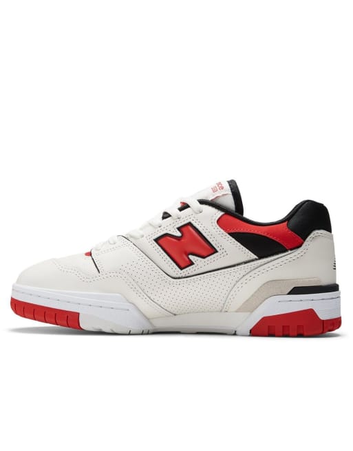 New Balance 550 trainers in white and red, 4 of 4