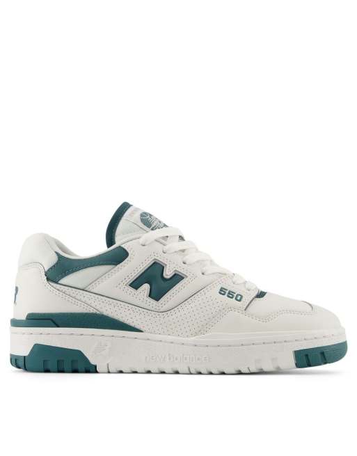 New Balance 550 trainers in white and turquoise 