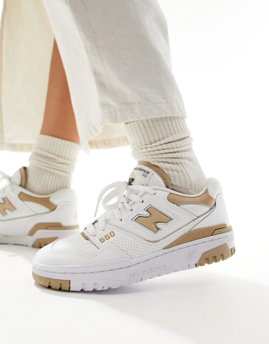 New Balance 550 trainers in white & brown