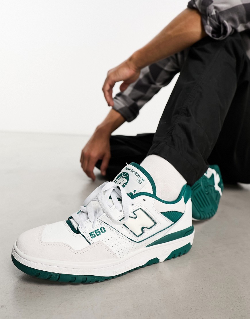 New Balance 550 trainers in white & green