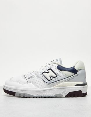 New Balance 550 trainers in white, navy and burgundy