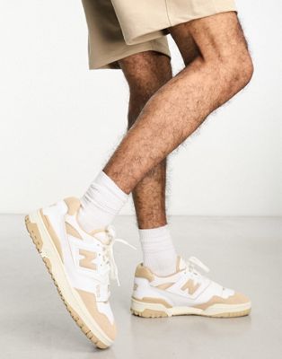 New Balance 550 trainers in white & tan