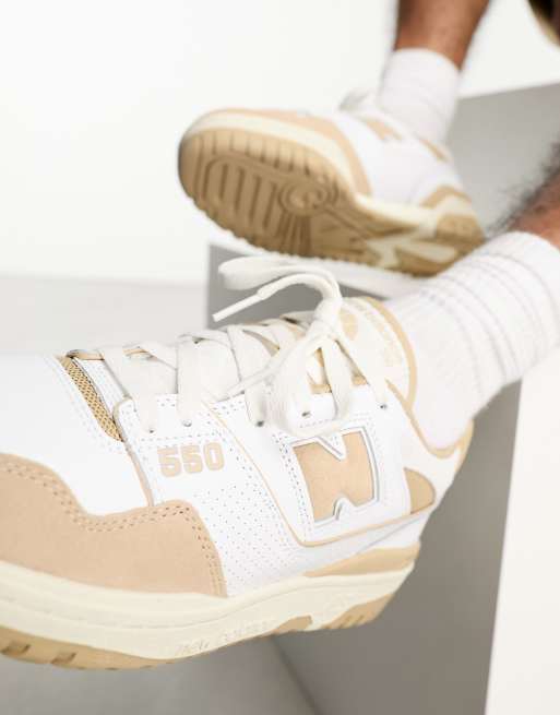 New Balance 550 trainers in white & tan