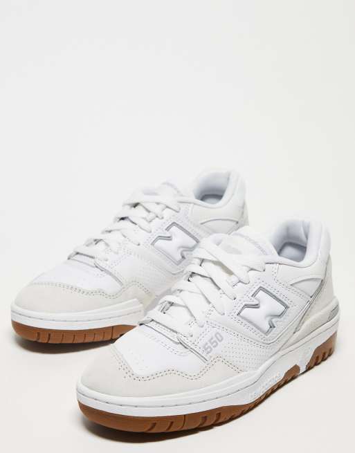 New Balance 550 trainers in white with gum sole