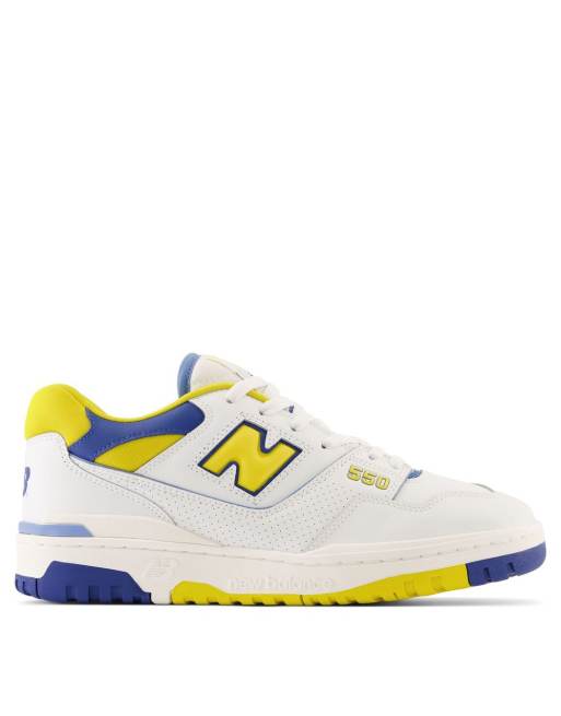 New Balance 550 trainers in white yellow and blue ASOS