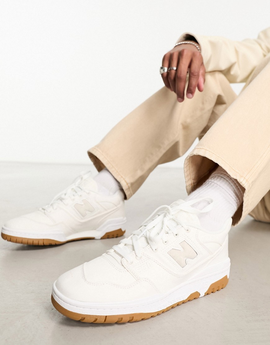 New Balance 550 trainers with a gumsole in white