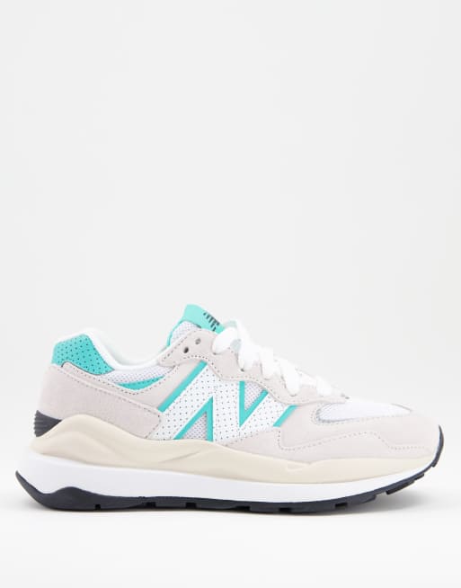 New Balance - 57/40 - Baskets en daim - Blanc cassé et menthe