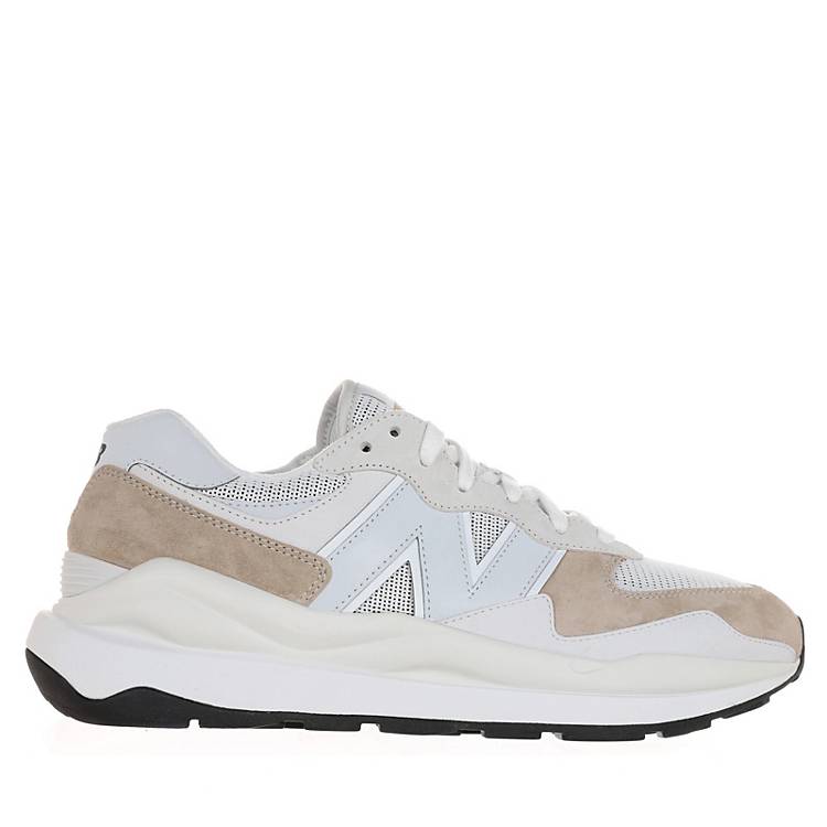 New Balance 57/40 sneakers in white with peach detail