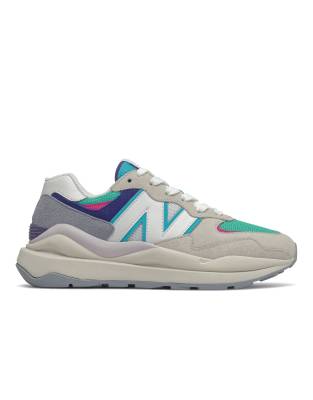 New Balance 57/40 Suede Sneakers In Green And Pink Multi In Green