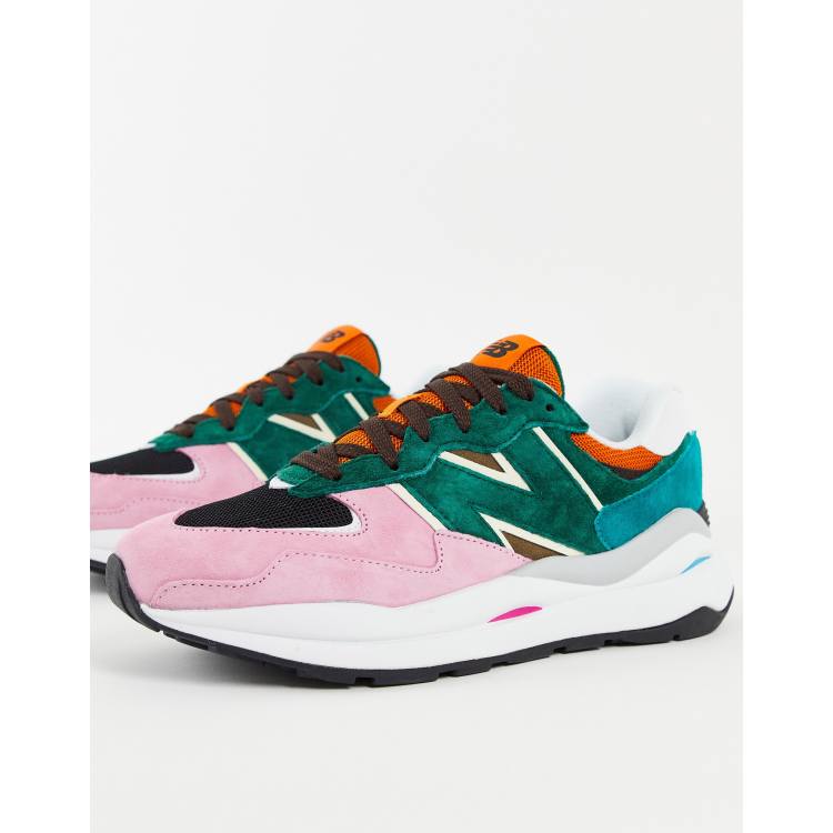 New Balance 57/40 suede sneakers in green multi color block  display picture 1