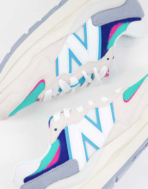 New Balance - 57/40 - Suède sneakers in groen en roze multi, 3 van 4