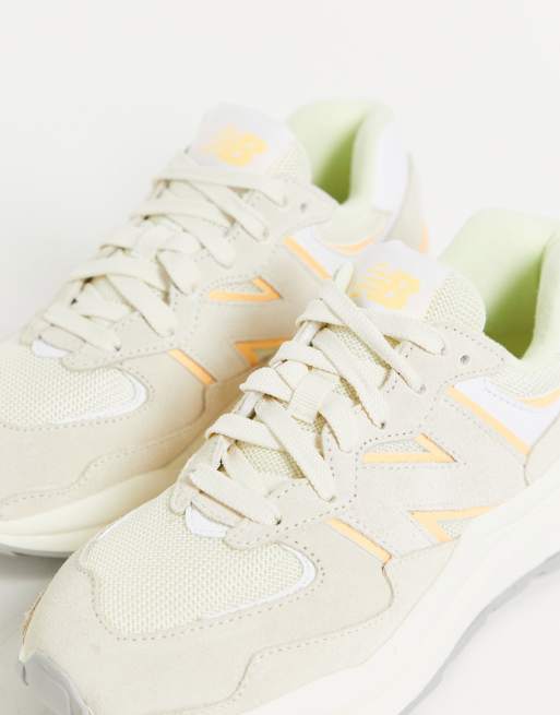 New Balance 57/40 suede sneakers in off white and peach, 2 of 4