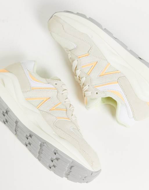 New Balance 57/40 suede sneakers in off white and peach, 3 of 4