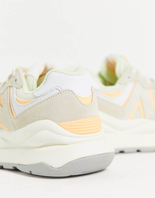 New Balance 57/40 suede sneakers in off white and peach, 4 of 4