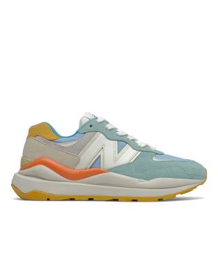 New Balance 57/40 Suede Sneakers In Sage Color Block-green In Green