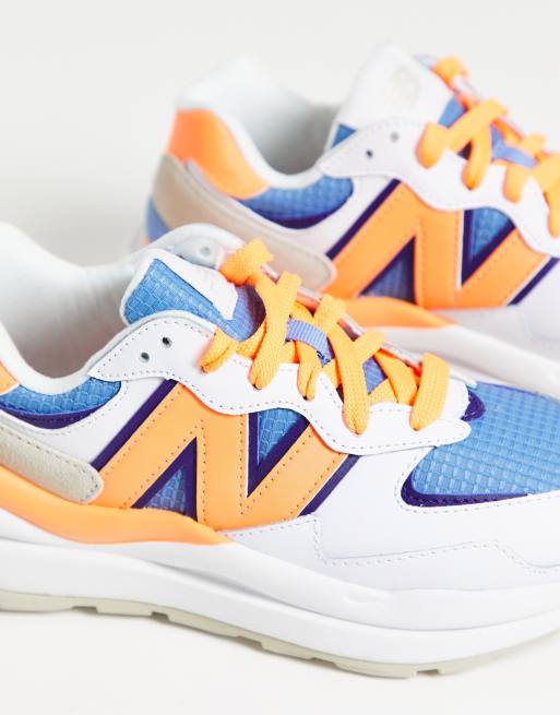 Orange white and store blue new balance