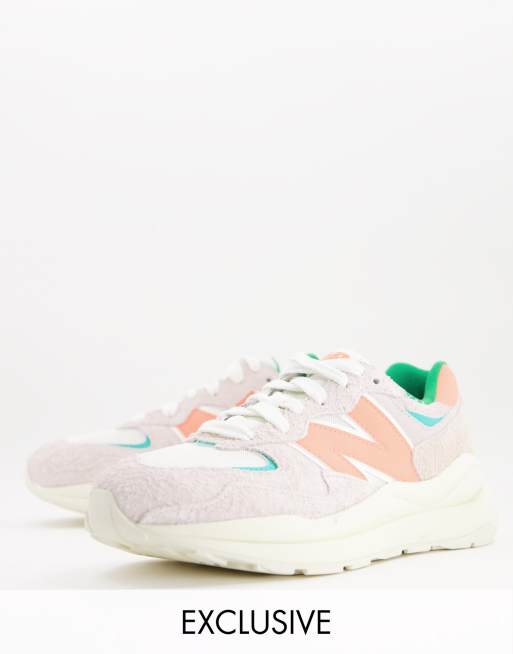 New Balance 57 40 trainers in off white and coral exclusive to ASOS