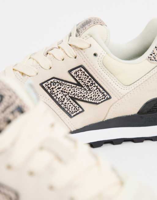 new balance 574 animal print sneakers in gray