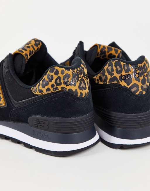 New Balance 574 animal sneakers in black and leopard Exclusive to