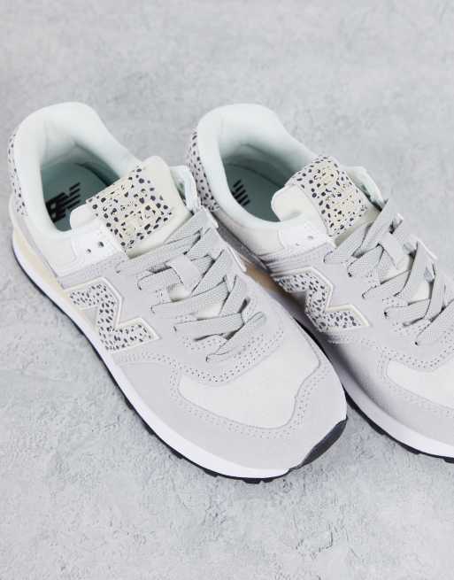 New Balance 574 animal sneakers in white and leopard - exclusive to ASOS